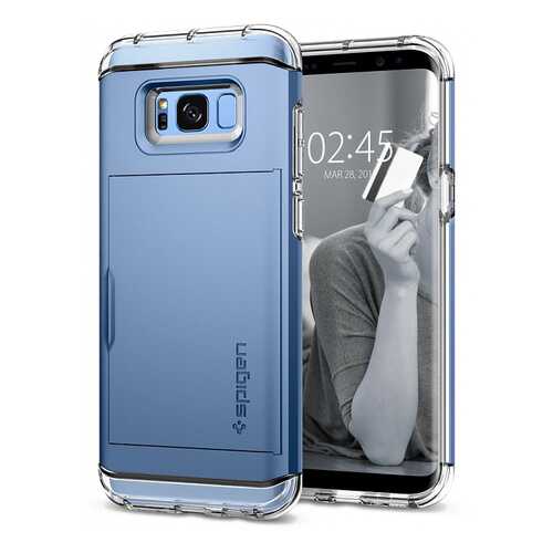 Чехол-визитница Spigen Crystal Wallet (571CS21118) для Samsung Galaxy S8 Plus (Coral Blue) в Теле2