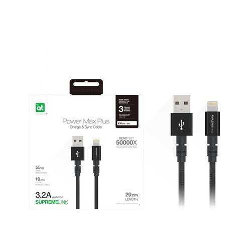 Кабель Amazingthing SupremeLink MFi Power Max Plus USB-iP Black 0.2m 3.2A в Теле2