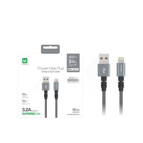 Кабель Amazingthing SupremeLink MFi Power Max Plus USB-iP Space Gray 0.2m 3.2A в Теле2