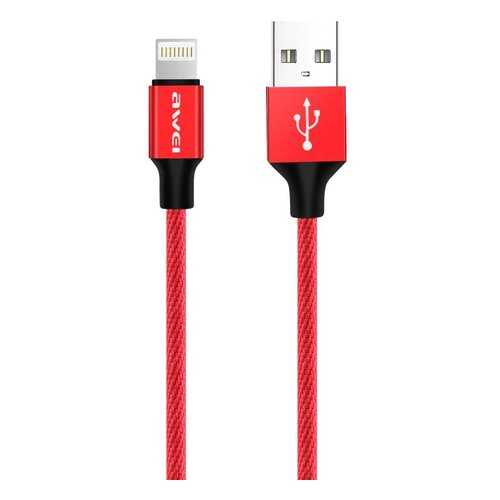 кабель lightning, 2A, 1м., металл/текстиль, красный, CL-60-RED, AWEI в Теле2