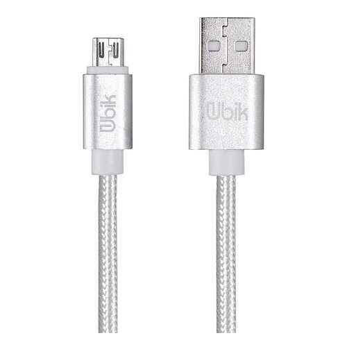 Кабель Ubik USB - microUSB (UM09) 1m 3A Silver в Теле2